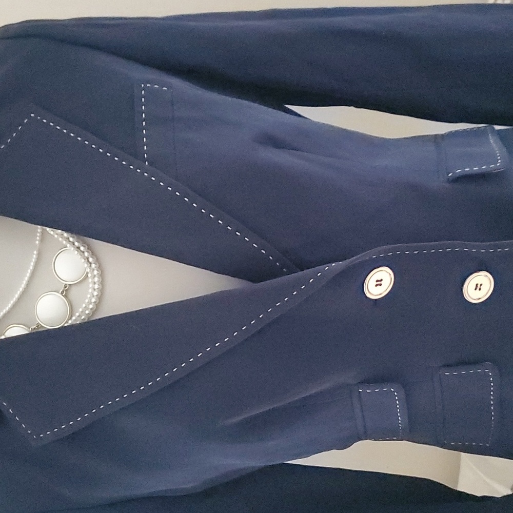 Talbots Navy Blazer with White Stitching